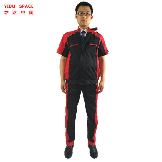Red Short Sleeves Design Logo Work Wear Suit Working Clothes Uniform