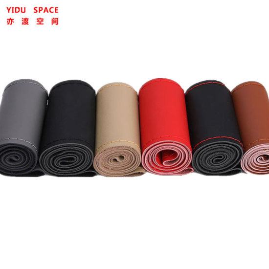 Four Season Universal Non-Slip Wear-Resistant Perforated Cowhide Leather Microfiber Leather Hand Sewing Car Steering Wheel Cover