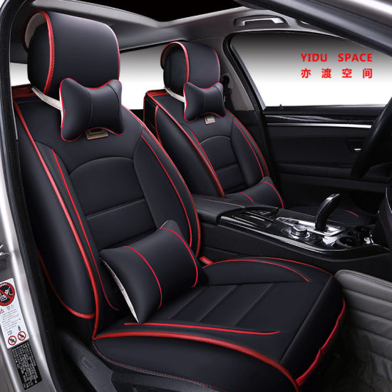 Factory Supply PVC/PU Leather Universal Black Car Seat Cushion for All 5 Seater Car Models