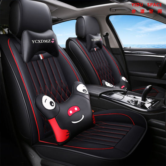 Car Accessories Car Decoration Seat Cover Universal Cartoon Leather Car Auto Cushion