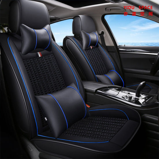 Wholesale Universal Cartoon Black Pure Leather+Ice Silk Car Seat Cover