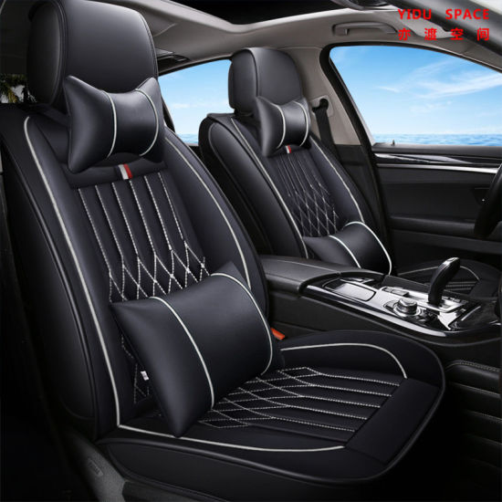 Car Accessories Car Decoration Seat Cushion Universal Cartoon White Pure Leather Auto Car Seat Cover